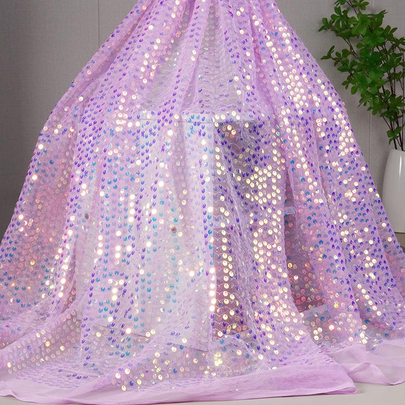 Красочная Радужная Блестящая Пайеточная Вышивка Градиентная Ткань 6мм Пайетки Ткань для Вечернего Костюма Платья Фон Упаковка Сетка