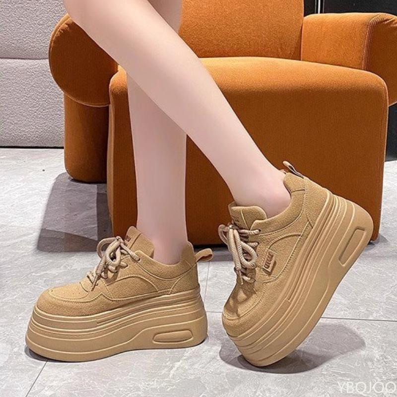 Модные увеличивающие рост туфли на толстой подошве в стиле папиных кроссовок для женщин Новые универсальные повседневные спортивные вулканизированные туфли-платформы