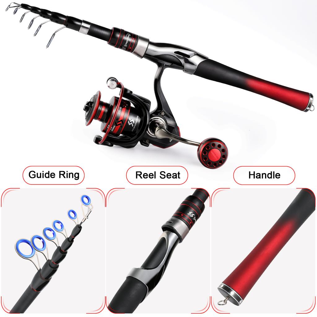 SOUGAYILANG Telescopic Fishing Rod 1.6M Spinning Fishing Pole Fishing Reel Set 5.0:1 Speed Metal Spool Carp Reel Rod Combo