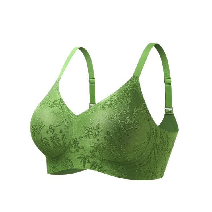 National style relief jacquard soft support underwear women's summer breathable thin bra gathering top support fixed cup bra
