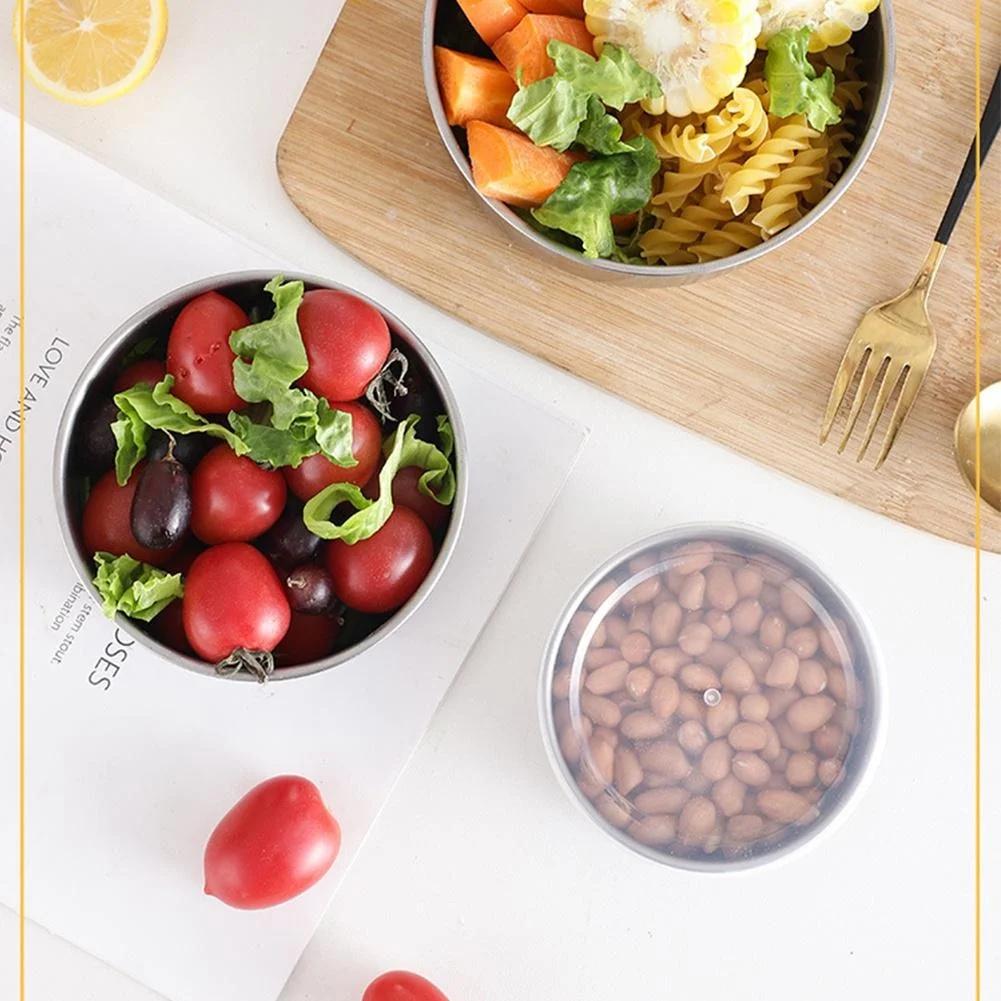 5Pcs/set Salad Bowl Stackable Stainless Steel Mixing Set with Lid Storage Bowl Whisking Bowl for Serving/Cooking/Baking/Storage