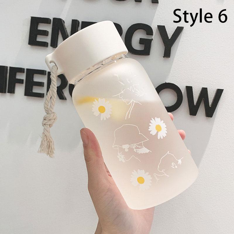 500Ml Small Daisy Transparent Plastic Water Bottles Water Bottle Portable Travel