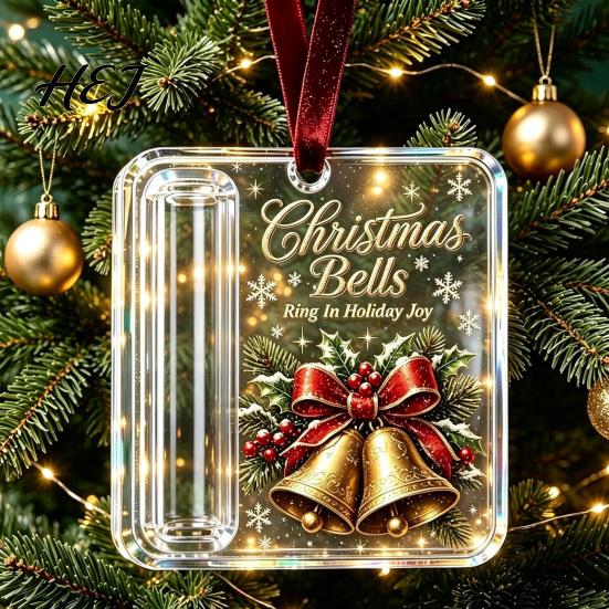 Money Gift Holder for Kids 3 Pcs Christmas Cash Ornament, Acrylic Cash, Clear Santa Snowman Ornaments Xmas Tree Hanging Decoration, Holiday