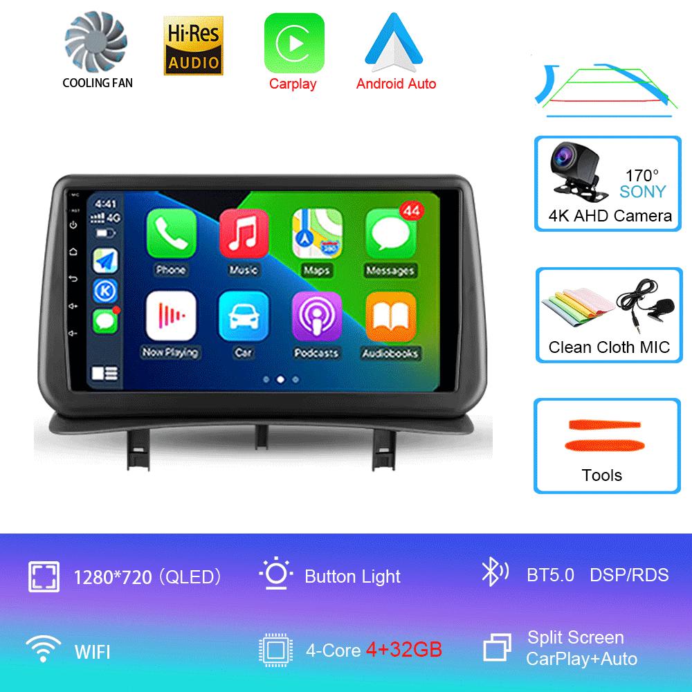 Видеоплеер Автомобильный Радиоприемник Android 14 Для Renault Clio 3 2005-2014 Беспроводной CarPlay Auto 4G Мультимедиа Навигация GPS 2din