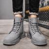 Осенне-зимние высокие ботинки мартин на шнуровке, молодежные и молодые ретро спортивные мужские ботинки, однотонные ботинки для активного отдыха с молнией V139