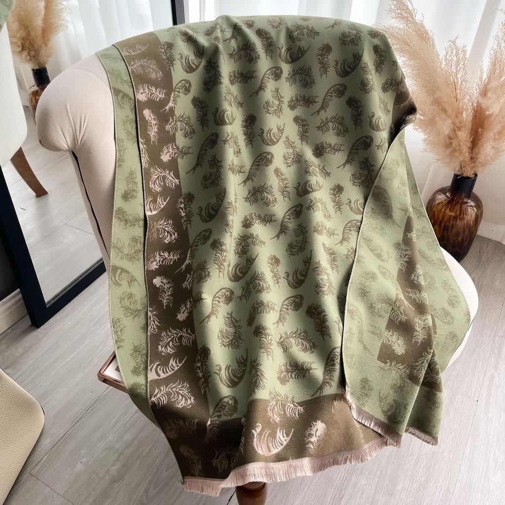 Short Fringed Feathers Simple Elegant Fashion Women Imitation Cashmere Warm Scarf Air Conditioner Shawl Scarf