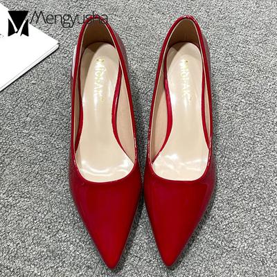 Классические фирменные туфли-лодочки женские красные туфли на высоком каблуке женские туфли-лоферы с острым носком 3,5 см женские свадебные туфли на среднем каблуке