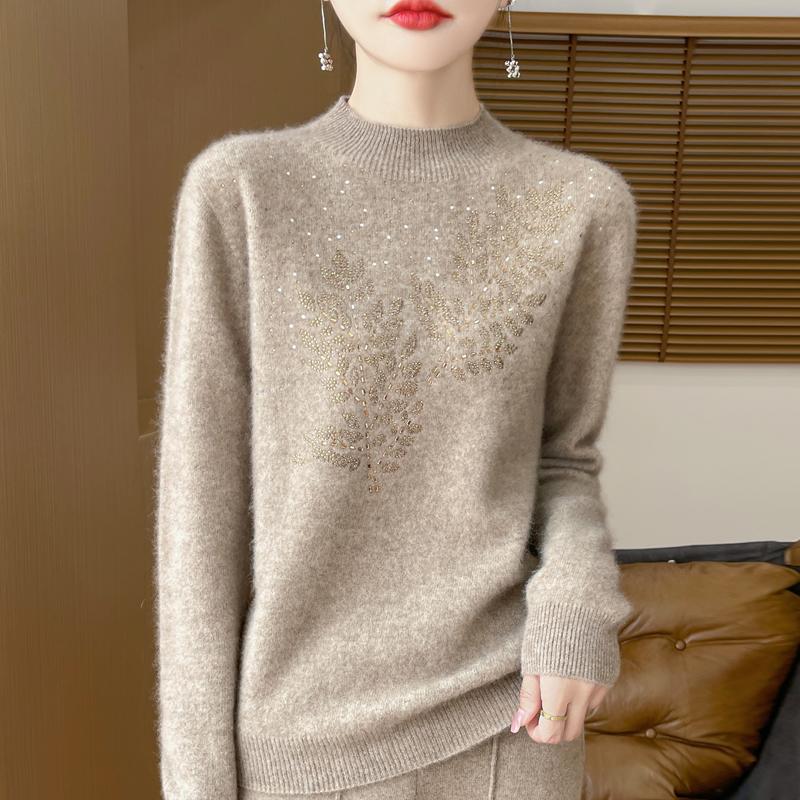 Женский кашемировый свитер Qinghe Cashmere 30% кашемир 70% шерсть Осень и Зима Пуловер Теплый и Модный