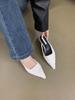 Fashion Fashion Women Slides Slippers Pointed Toe Sequined Cloth Party Dress Shoes Thin Low Heeled Black White Pink Fashion Dress Shoes