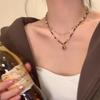 Французское ретро ожерелье из бусин цвета сахарного кубика из камня тигровый глаз, милые и крутые аксессуары, женская изысканная универсальная цепочка на ключицу в этническом стиле
