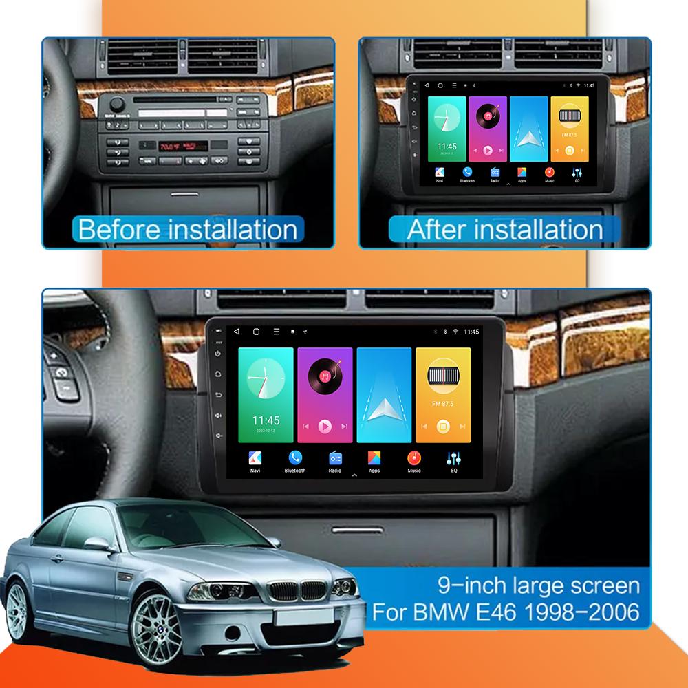 Автомобильное радио Android Auto Carplay для BMW E46 1998-2006, мультимедийный проигрыватель, головное устройство, стерео, GPS-навигация, BT, WIFI, 1+16 ГБ