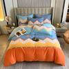 Autumn and Winter Thickened Brushed Pure Cotton Four-piece Quilt Cover and Duvet Cover