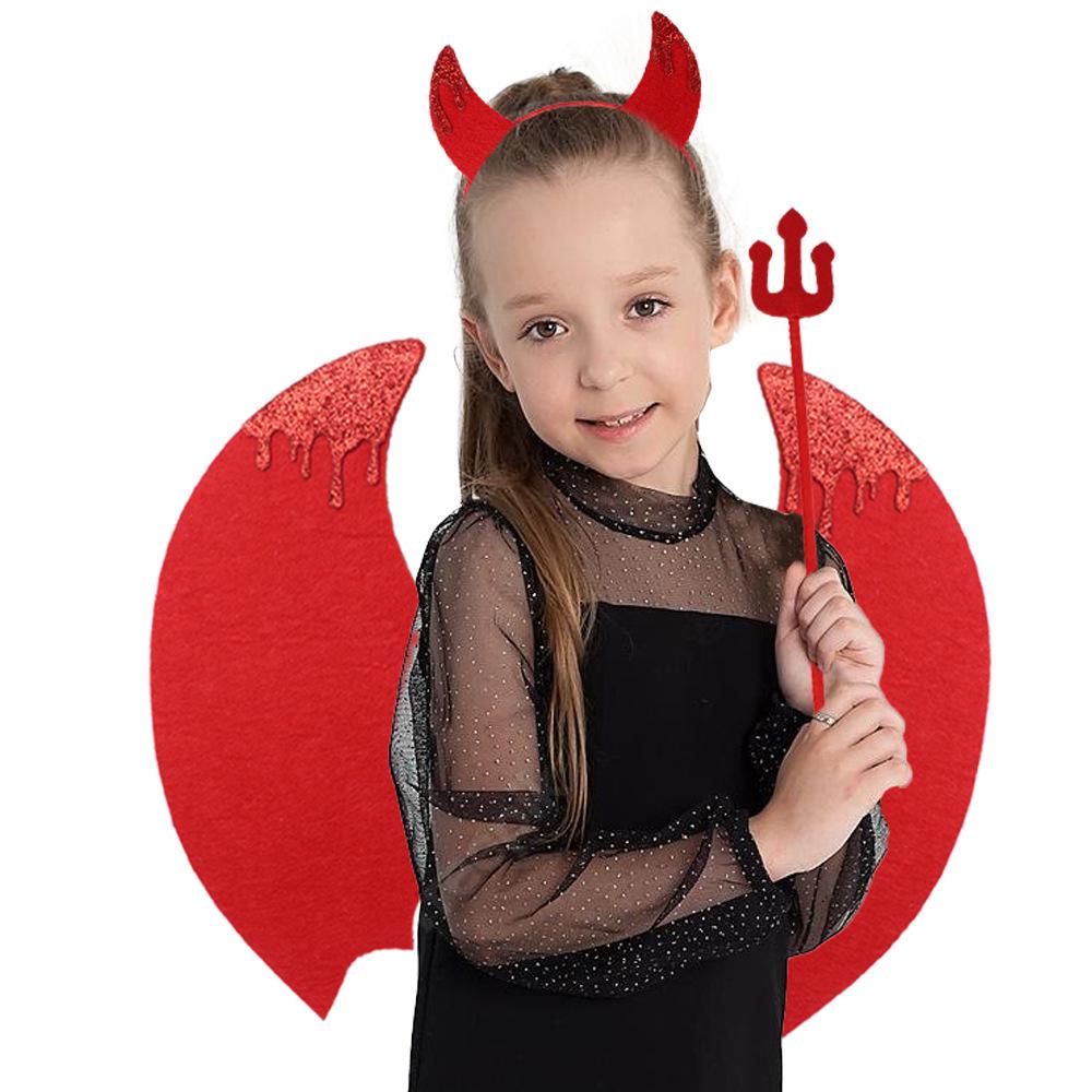 Новый стиль, Хэллоуин, Взрослый, Детский, Набор Красного Дьявола, Повязка на голову, Крылья, Набор для Фестиваля Призраков, Реквизит для переодевания