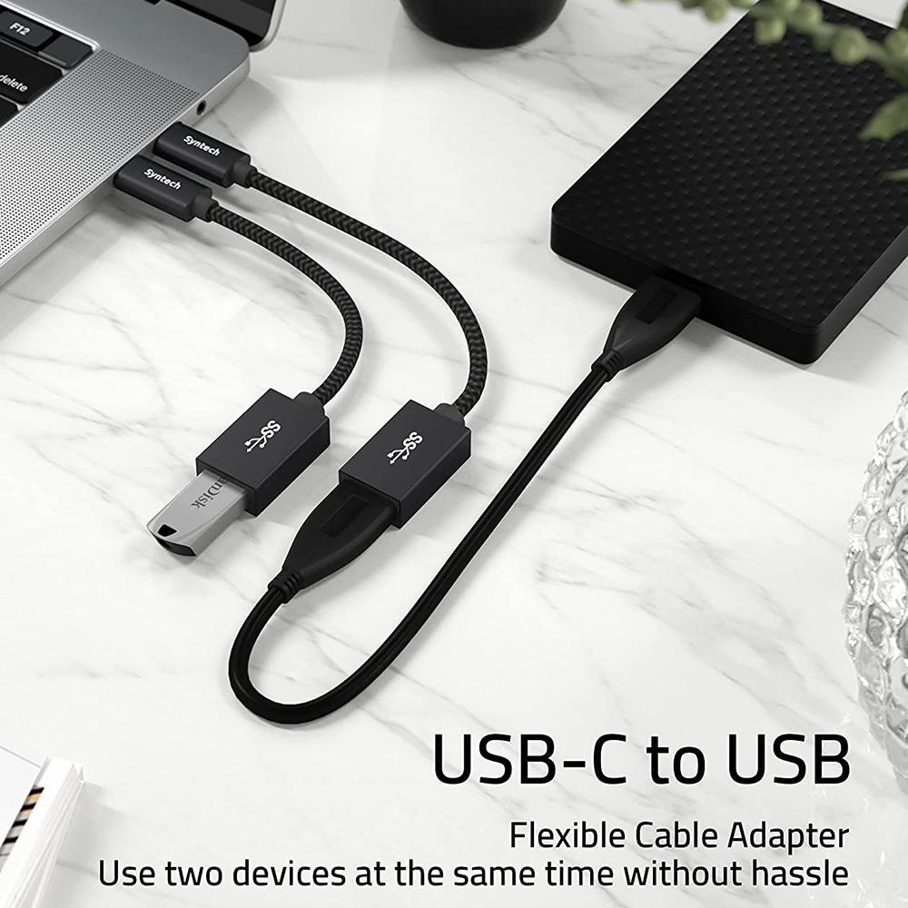 SYNTECH CA2Black 2Pcs USB-C Male to USB-A Female Converter Heat Dissipating Aluminum Alloy Adapter
