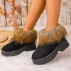 Women's Faux Fur Flat Snow Boots Winter Thick Sole Chunky Platform Ankle Boots  Plus Size Warm Comfort Non Slip Cotton Boots