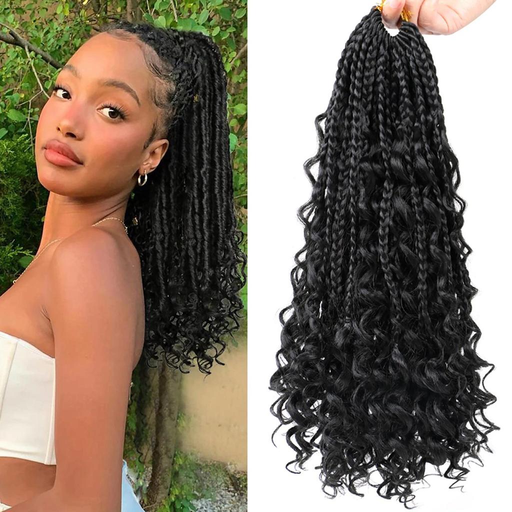 ALAN EATON 14 Inches 60g Synthetic Gradient Color Goddess Braids Crochet Curly Boho Braids Crochet Extension for Women 16 Strands/Pack