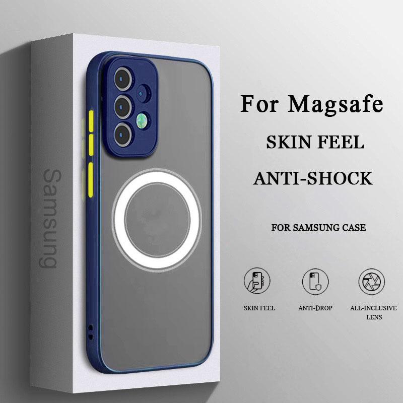 Матовый магнитный чехол для Samsung Galaxy S24 S23 S22 S21 S20 Ultra Plus FE A54 A53 A52 A32 A13 A34 4G 5G, чехол для беспроводной зарядки