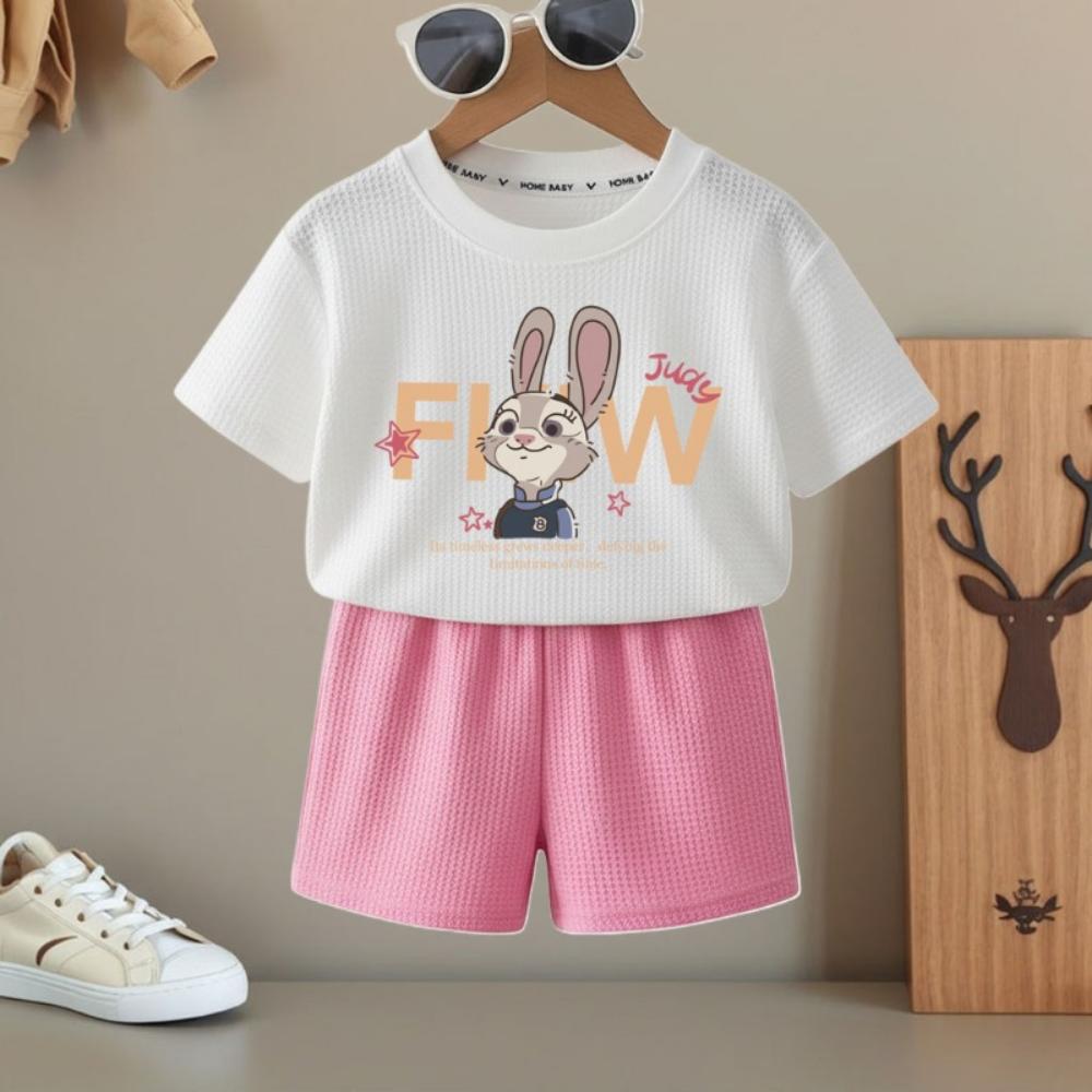 Summer Boys and Girls Fashion T Shirt and Shorts Two Piece Sets Kids Casual Outfits Children Breathable Short Sleeve Top Set New