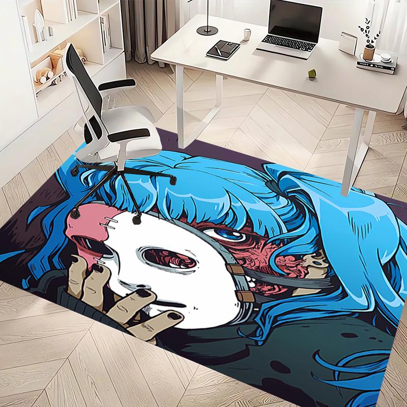 1pc Sally Face Print Area Rug - Soft, Washable Non-Slip Indoor Mat, Living Room, Home Office Decorative Rug,Office Decorative