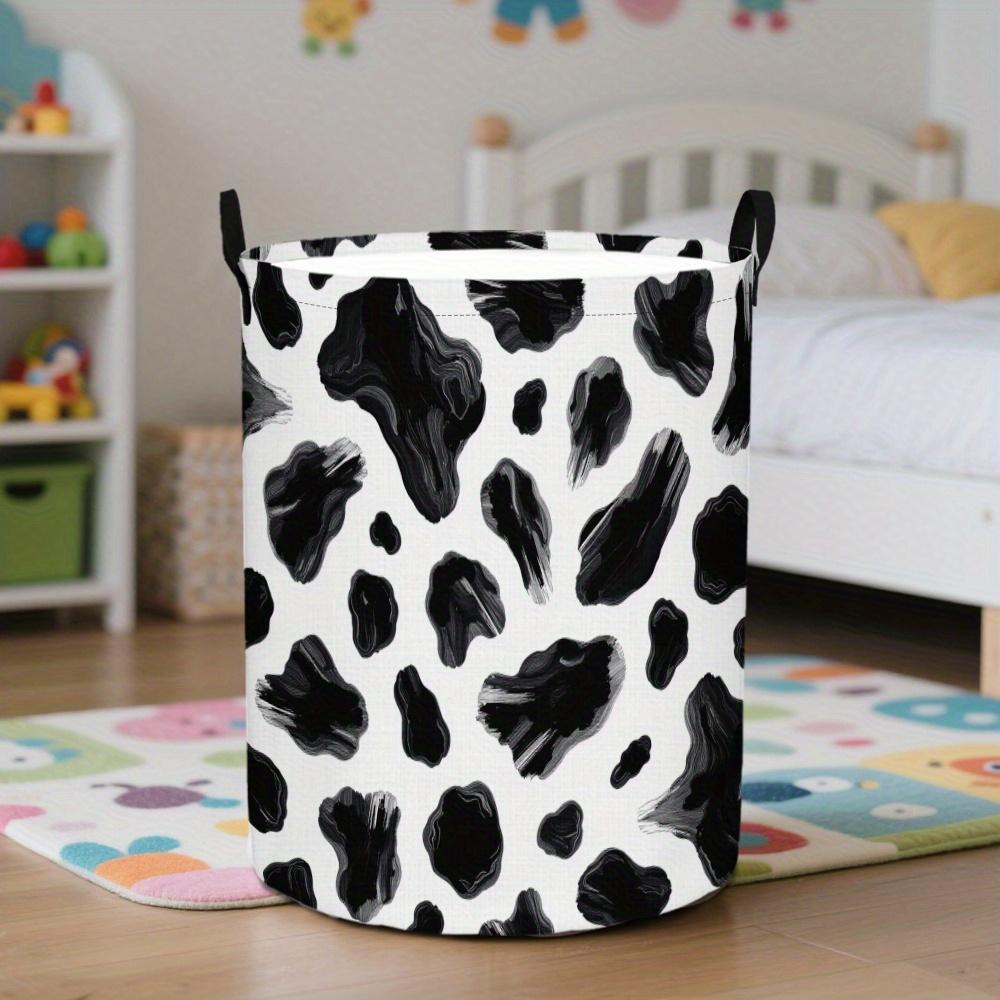 1pc Cow Print Laundry Basket with Handle - Foldable Cow Dirty Clothes Hamper Suitable for, Room, Living Room Storage, for Home Organization, Space-Sav