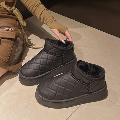 Модные женские модные плоские хлопковые ботинки зимние новые с круглым носком рукавом короткие плюшевые нескользящие удобные зимние ботинки