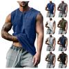 Men's Vest Casual Sleeveless Button Beach Retro Men Solid Color Round Neck Buckle Sleeveless Vest