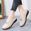 Women's Genuine Leather Slip-On Shoes: Soft, Breathable, Non-Slip Flats for Middle-Aged and Elderly.