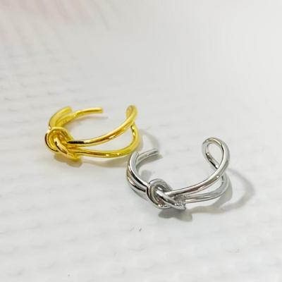 Открытое кольцо с двойным узлом в корейском стиле - Модный и простой дизайн