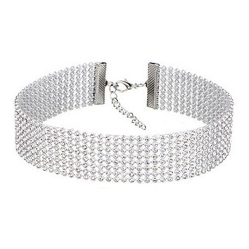 Многослойное акриловое колье-чокер с бриллиантами - Короткое ключичное, Клубный стиль