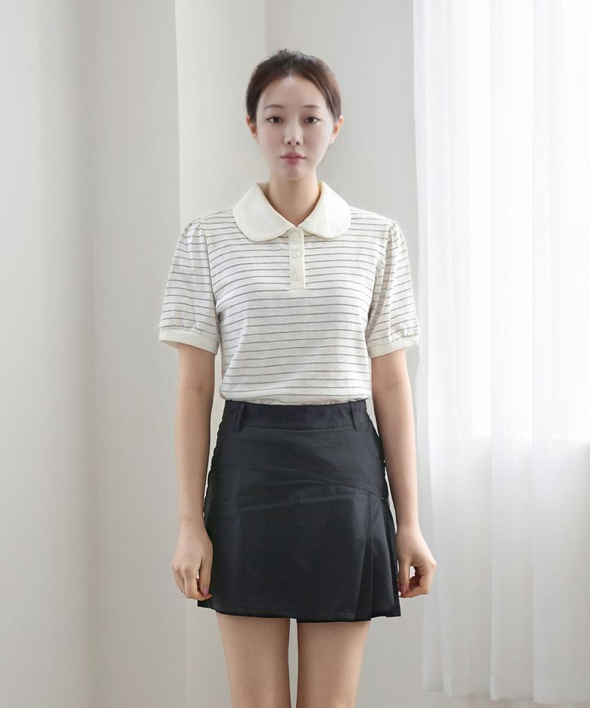 Keulleiseu Футболка в полоску Sunny Puff_Черная