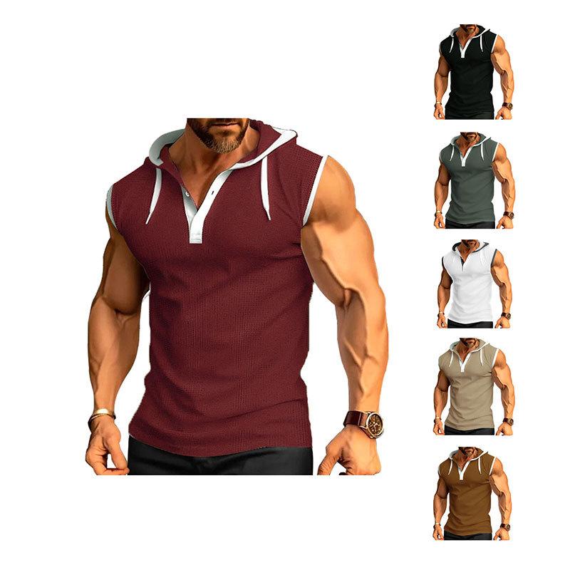 European and American Style Men's Summer Waistcoat Hooded Sleeveless Vest Fashion Casual Tank Top