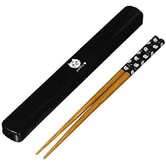 JapanBargain 4921, Японские портативные палочки для еды с футляром 8,75 дюйма, Бамбуковые палочки и лакированный пластиковый футляр, Котенок Китти, Сделано в Японии, 1 упаковка