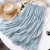 Mercerized Skirt Women'S Summer New Comfort Plus Size Cool A- Line Skirt Temperament Slimming Elastic Waist Midi Skirt