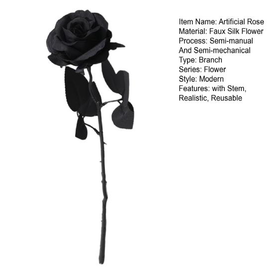 Готическая Искусственная Черная Роза Реалистичный Поддельный Шелковый Цветок Хэллоуин Домашний Офис Стол Центральная часть Искусственная Цветочная Ветка Цветочная Композиция Украшение