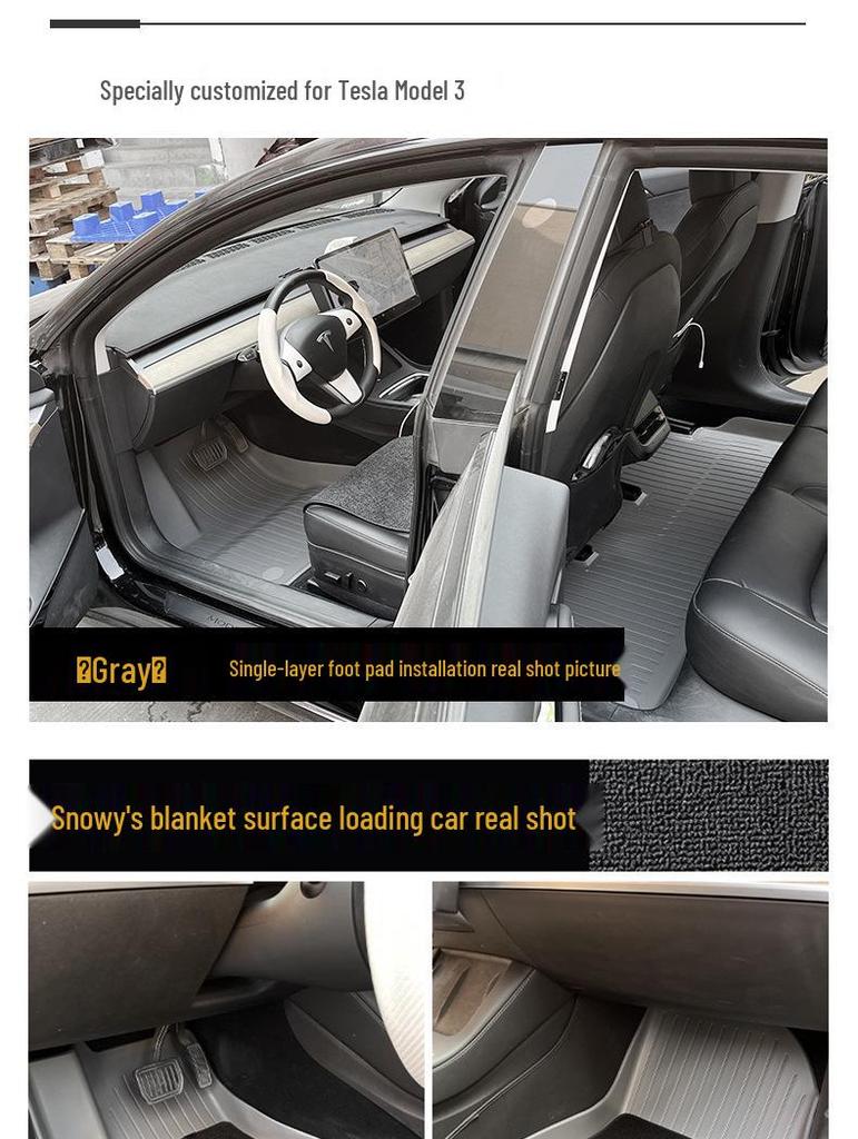 Tesla Model Y/3 Custom Double-Layer Gray Floor Mats Model 3 TPE Accessories
