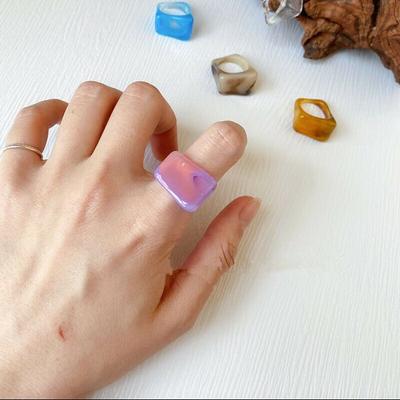 Кольца Нерегулярные кольца из смолы Кольца для женщин Геометрические Изысканные Прозрачные Винтажные Цвета