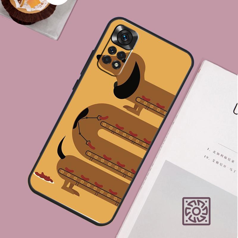 Cartoon Dachshund Sausage Dog Case For Xiaomi Redmi Note 12 11 8 9 10 13 Pro 12S 11S 10S 9S Redmi 13C 9C 10C 12C Cover