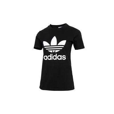 adidas Оригинальная футболка Adicolor Trefoil с принтом винтажного логотипа, короткий рукав, женская, черная, GN2896