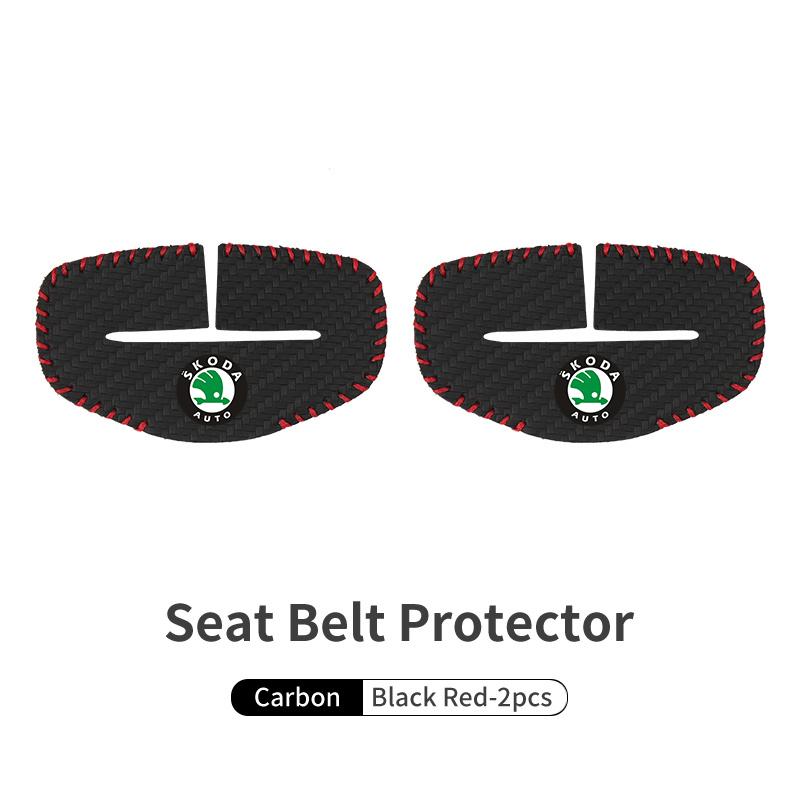 BHBD3 Car Seat Belt Buckle Cover Leather Protector Anti-collision Case For Skoda Kodiaq Fabia Kamiq Karoq Octavia 2 3 Rapid Scala