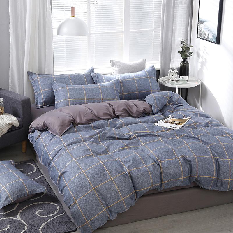 Комплект из четырех предметов постельного белья из стираного хлопка, пододеяльник, простыня, пододеяльник, простой комплект в скандинавском стиле