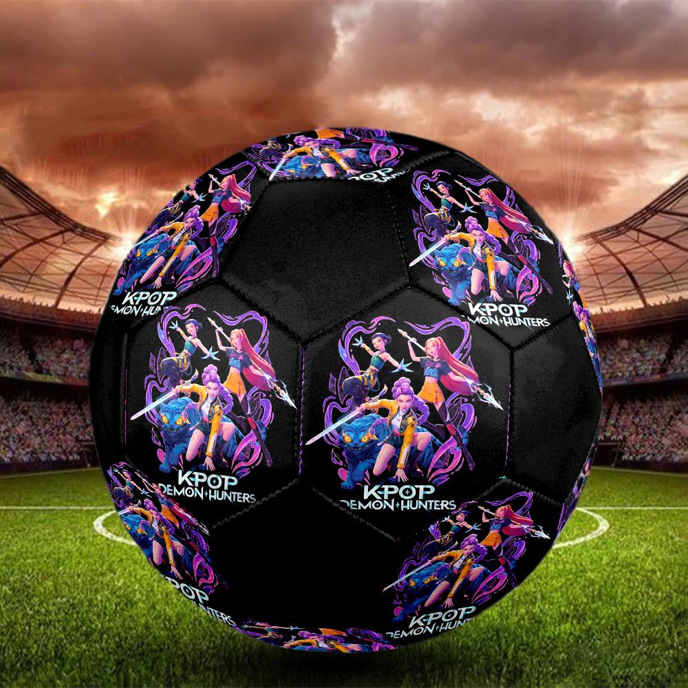 Kpop Demon Hunter Indoor Soccer Ball Colorful All Ages Size 5 Machine Stitched PVC Competition Ready Durable High-Bounce