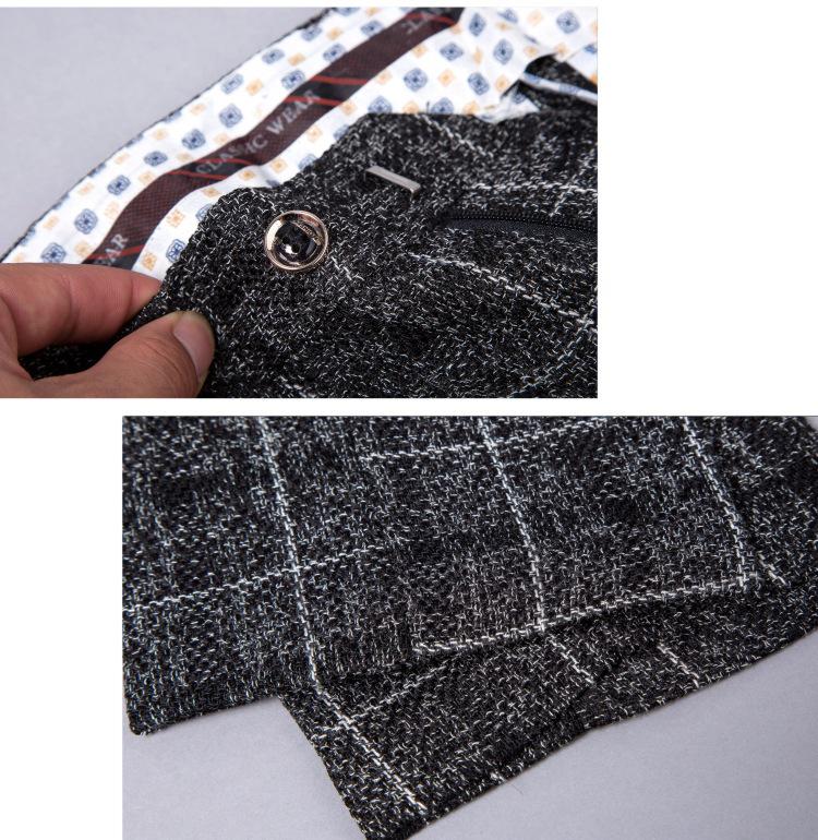 2024 Men's British Slim Plaid Three-Piece Suit: Trendy Autumn/Winter Fashion