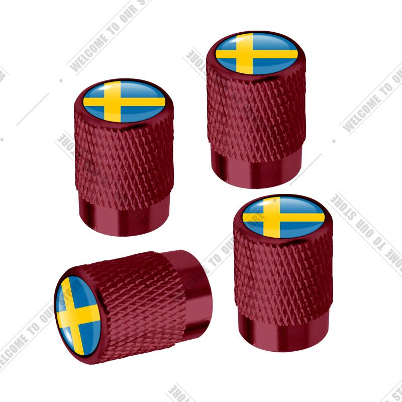 Car CNC Aluminum R Design Sweden Flag Emblem For Volvo XC40 V90 S60 S80 S90 XC60 XC90 4pcs Tire Valve Air Port Stem Cover Caps