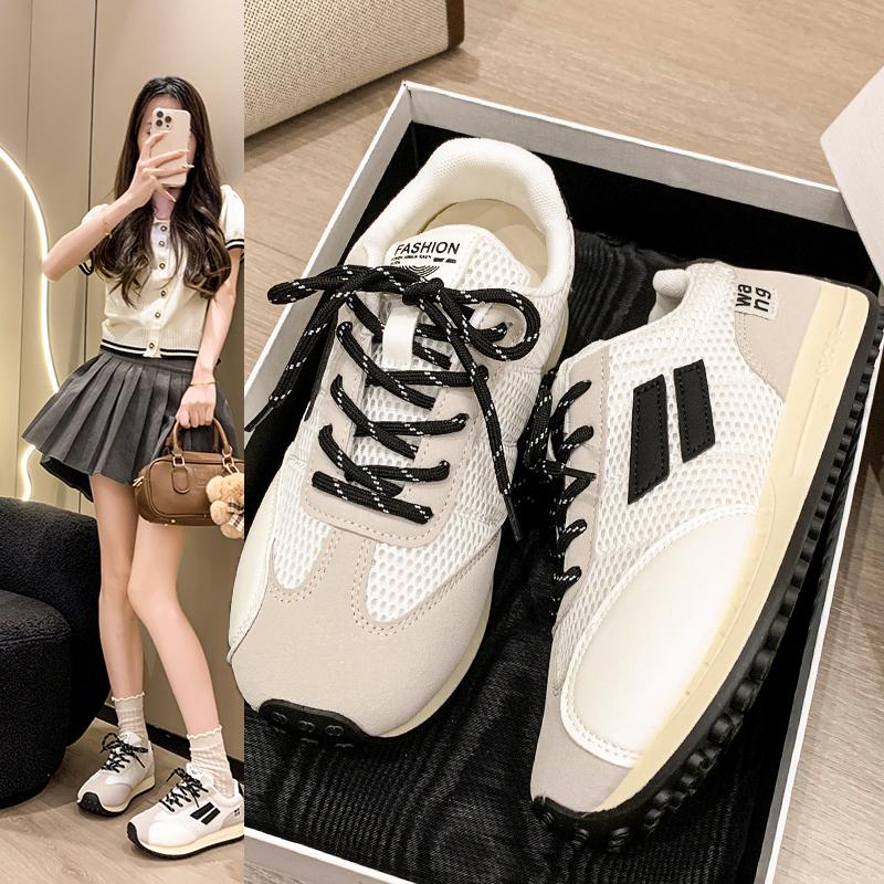 Fashion Women Lace Up Running Shoes Sporty Outdoor Fabric Sneakers Comfort Lightweight Non Slip Athletic Shoes for Gym Work Casual