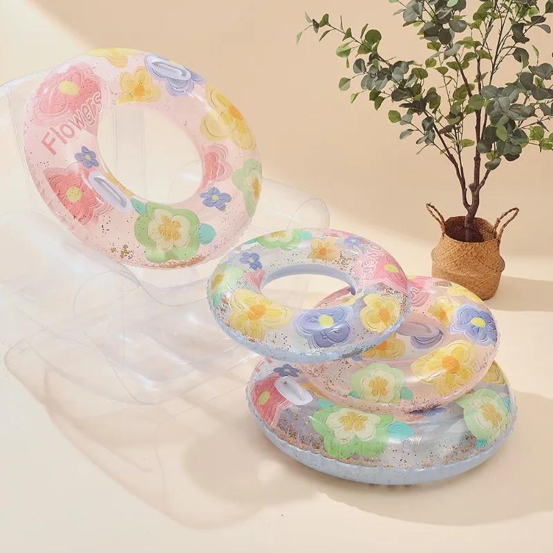 Spring Flowers Inflatable Toy Summer Swimming Ring Outdoor Pool Playing Inflatable Floating Water Toys for Kids Adults