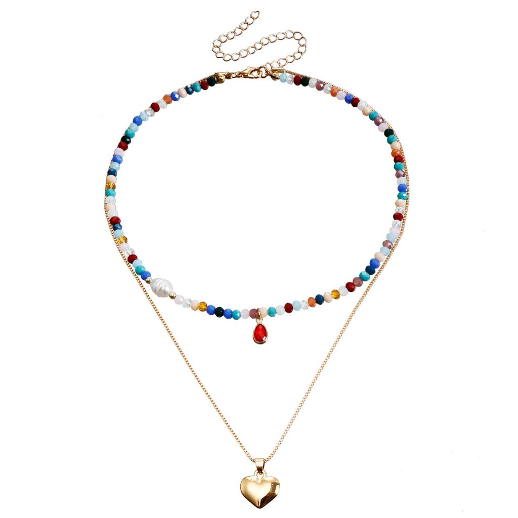 Bohemian Multi-layered Beaded Necklace Colorful Boho Beaded Necklace for Women Ethnic Jewelry Accessories