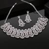 Charming Women's Necklace Set with Rhodium Plated CZ