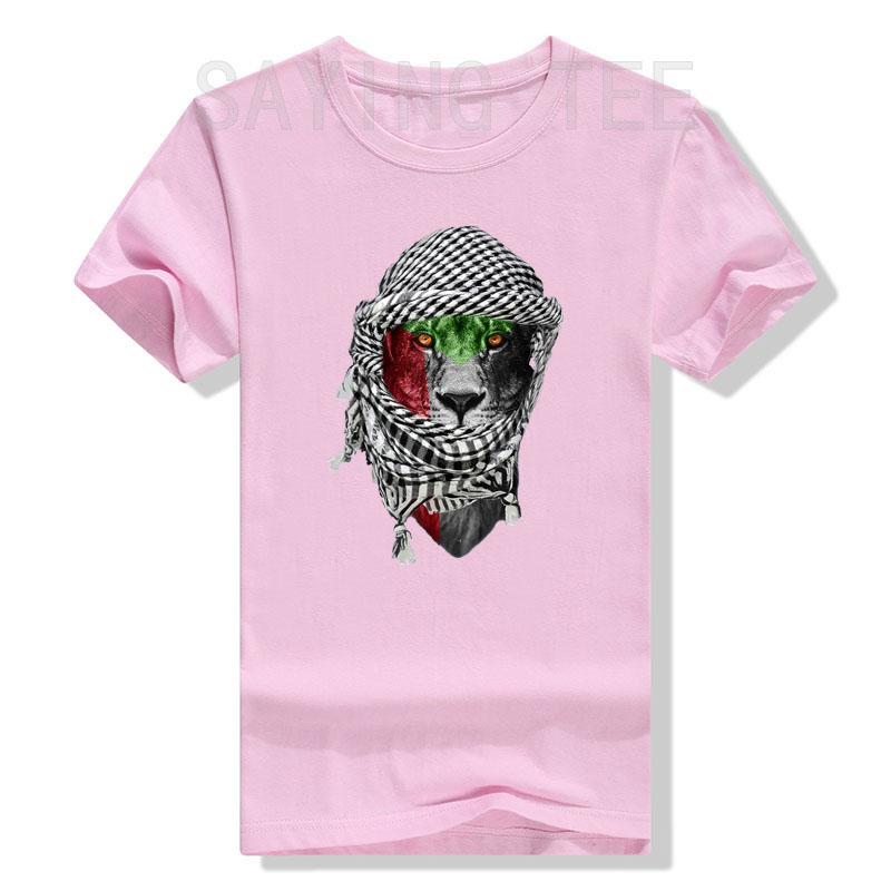 Palestinian Lion T-Shirt Humor Funny Palestine Flag Print Graphic Tee Tops Short Sleeve Blouses Novelty Gift Peace Lover Clothes