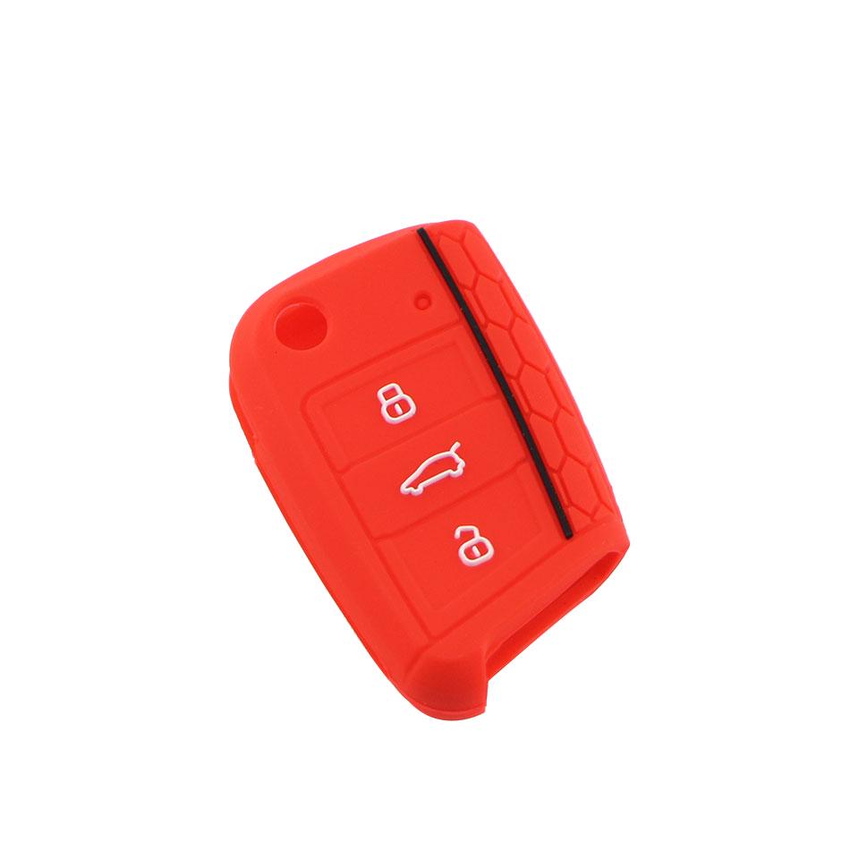 Car Key Case for VW Volkswagen Golf 7 MK7 3 Buttons Flip Folding Remote Key Fob for Seat for Skoda Silicone Cover Shell Fob