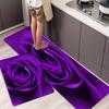 1Pcs Purple Rose Pattern Kitchen Mat, Non-slip Oil-proof Waterproof Area Rug Floor Mat Machine Washable For Entrance Kitchen